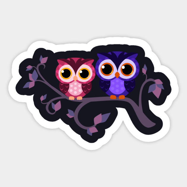 Kawaii Owls Sticker by LyddieDoodles